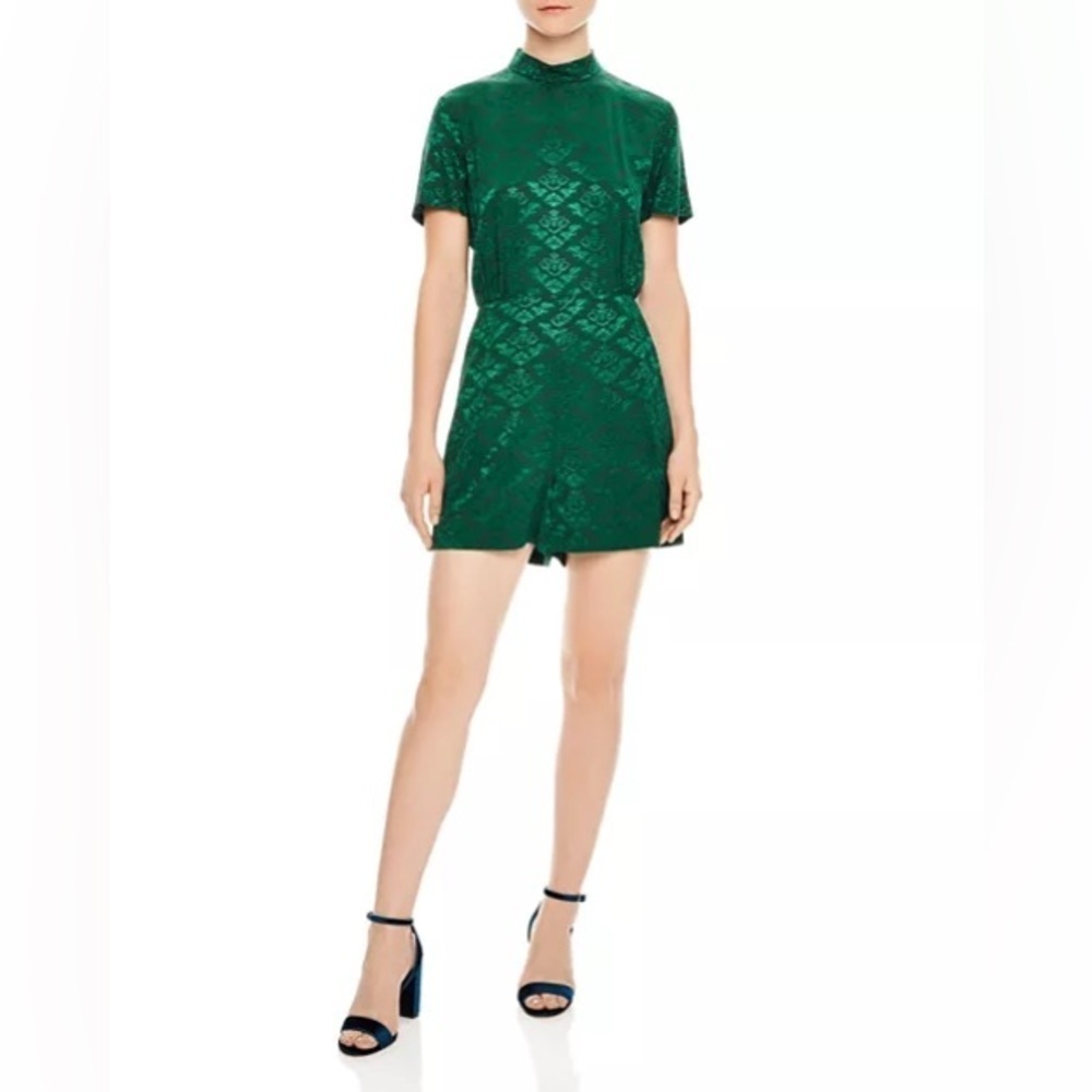 🎀SANDRO Manon green jacquard romper sz 38 us 6
